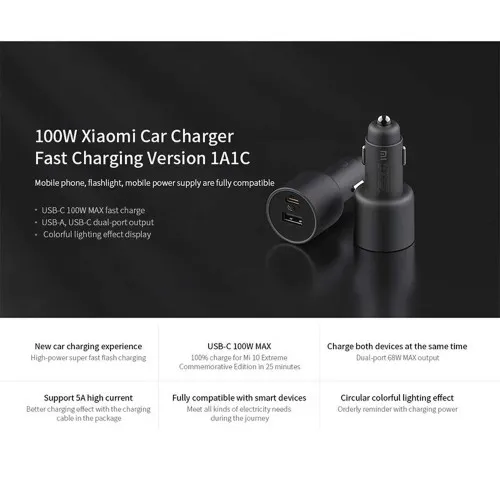 شارژر فندکی فست شارژ شیائومی Xiaomi Car Charger Fast Charging 1A1C MDY-16-EQ توان 43 وات - Image 3