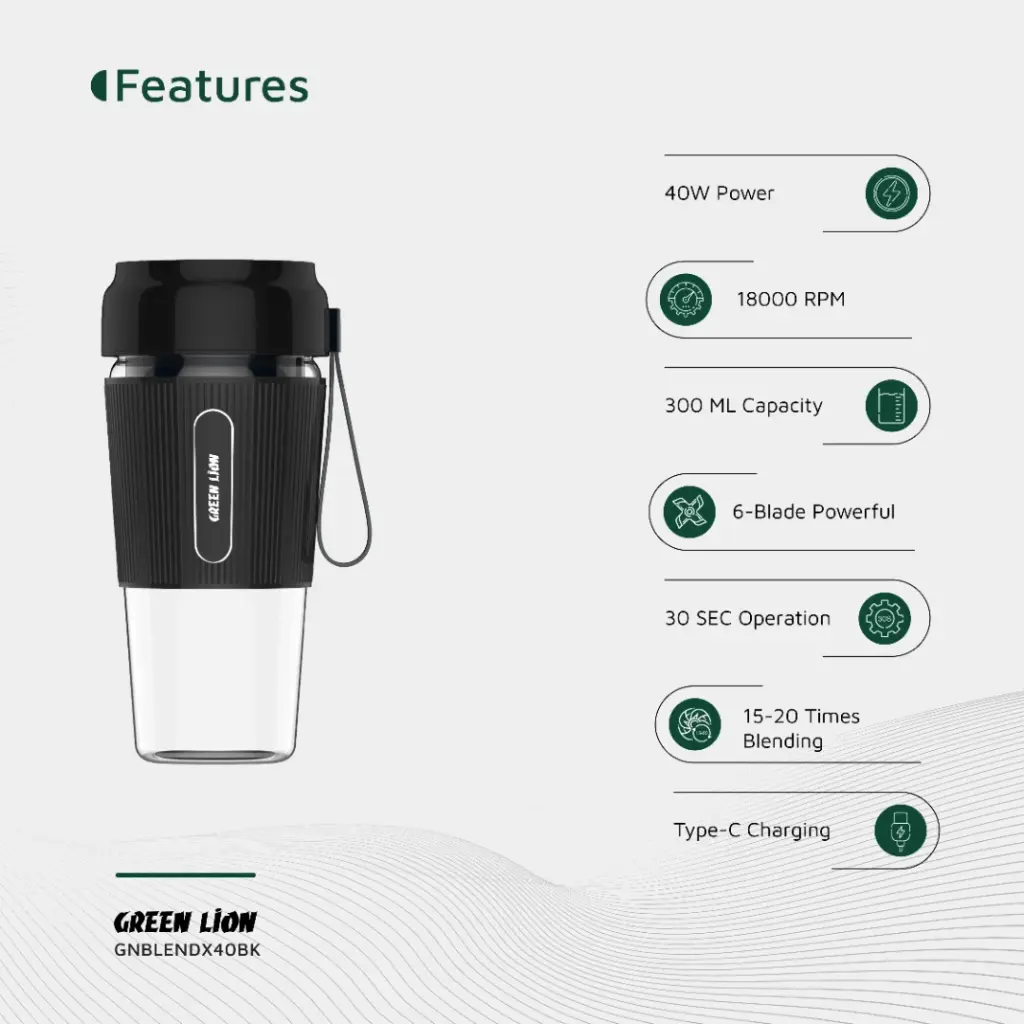 آبمیوه گیر قابل حمل گرین لاین مدل Green Lion G-Blend X Portable Juicer - Image 3